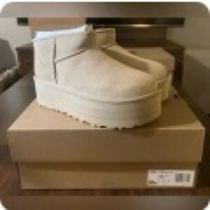 UGG Cream Platform Ankle Booties